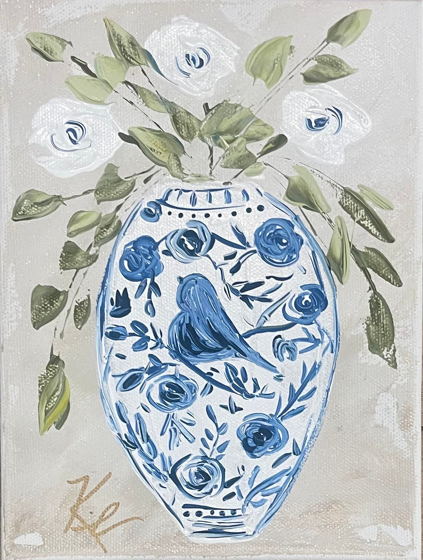 GA Bluebird Garden Vase Framed Art