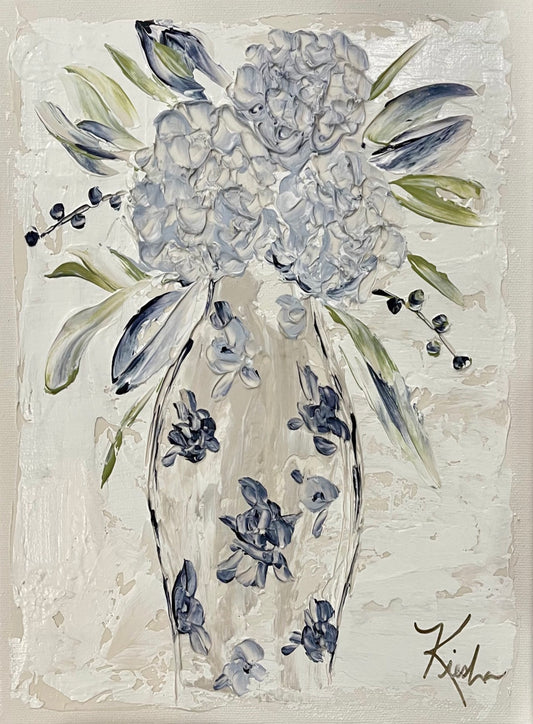 GA Light Blue Hydrangea Framed Art