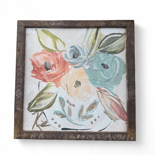 Pastel Petals Floral Framed Art 36x36 or 42x42