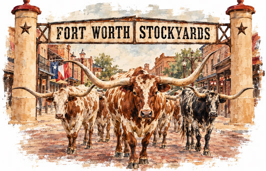 Fort Worth Stockyards Tea Towel