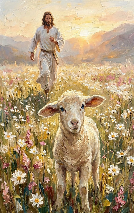 Jesus Saves Lamb Pillow