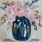 GA Navy & Pink Floral Pillow
