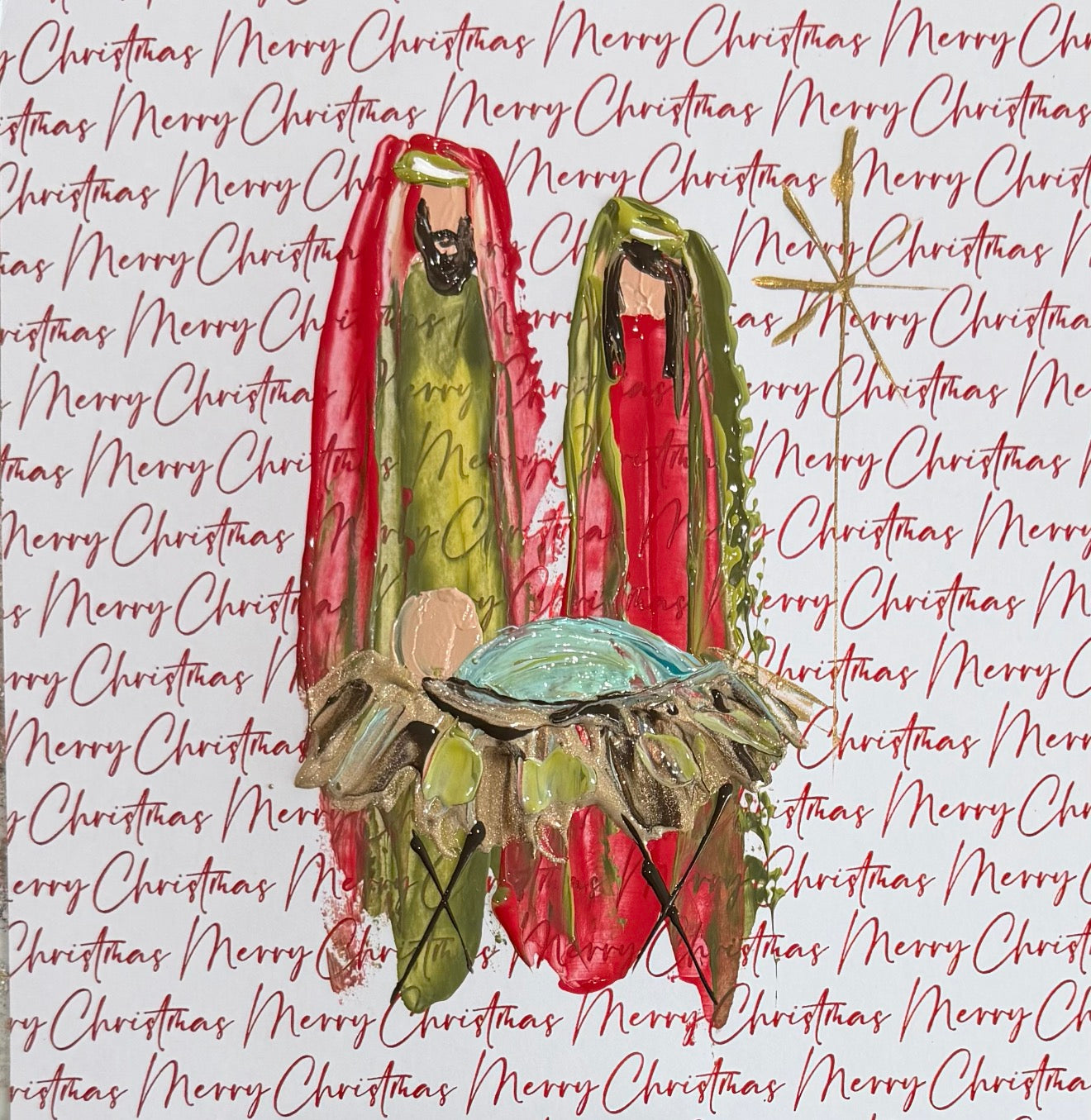 GA Merry Christmas Nativity Pillow