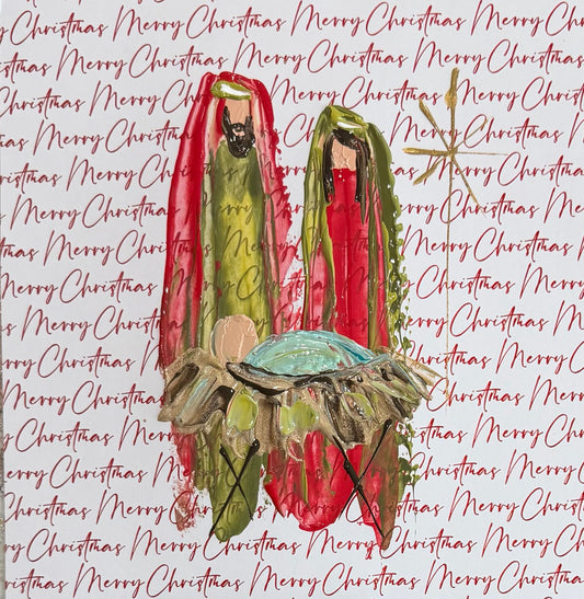 GA Merry Christmas Nativity Pillow