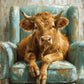 Cow Turquoise Chair Framed Art