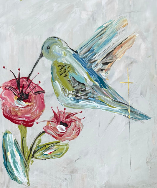 GA Blue Hummingbird Tea Towel