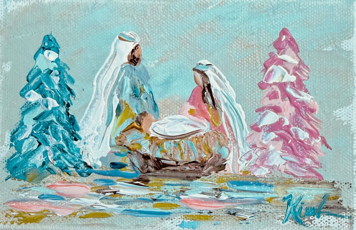 GA Turquoise Nativity Framed Art
