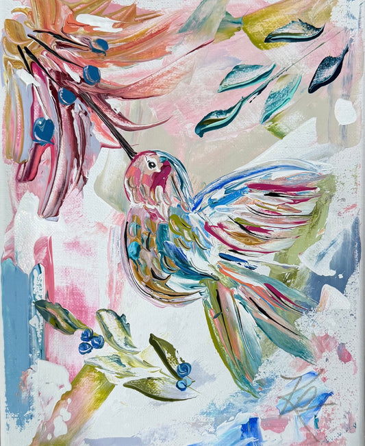 GA Colorful Hummingbird Tea Towel