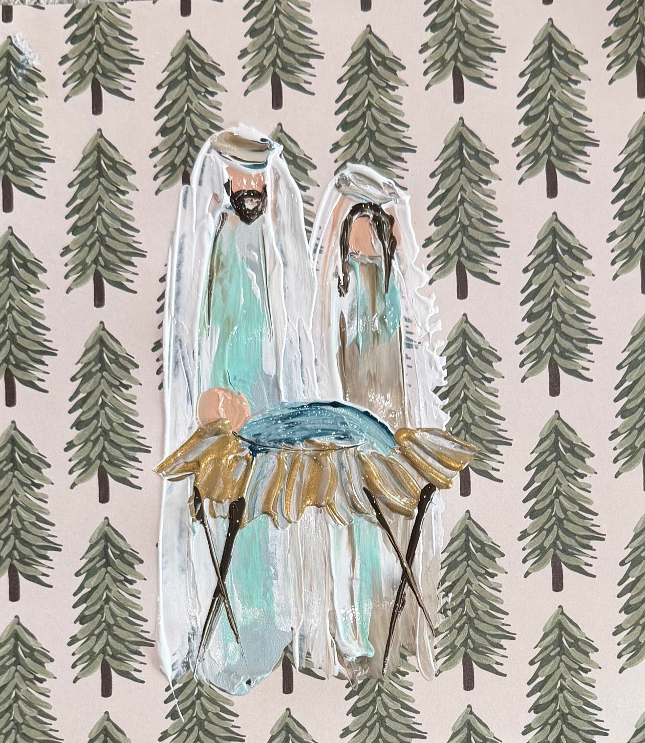 GA Christmas Tree Nativity Tea Towel