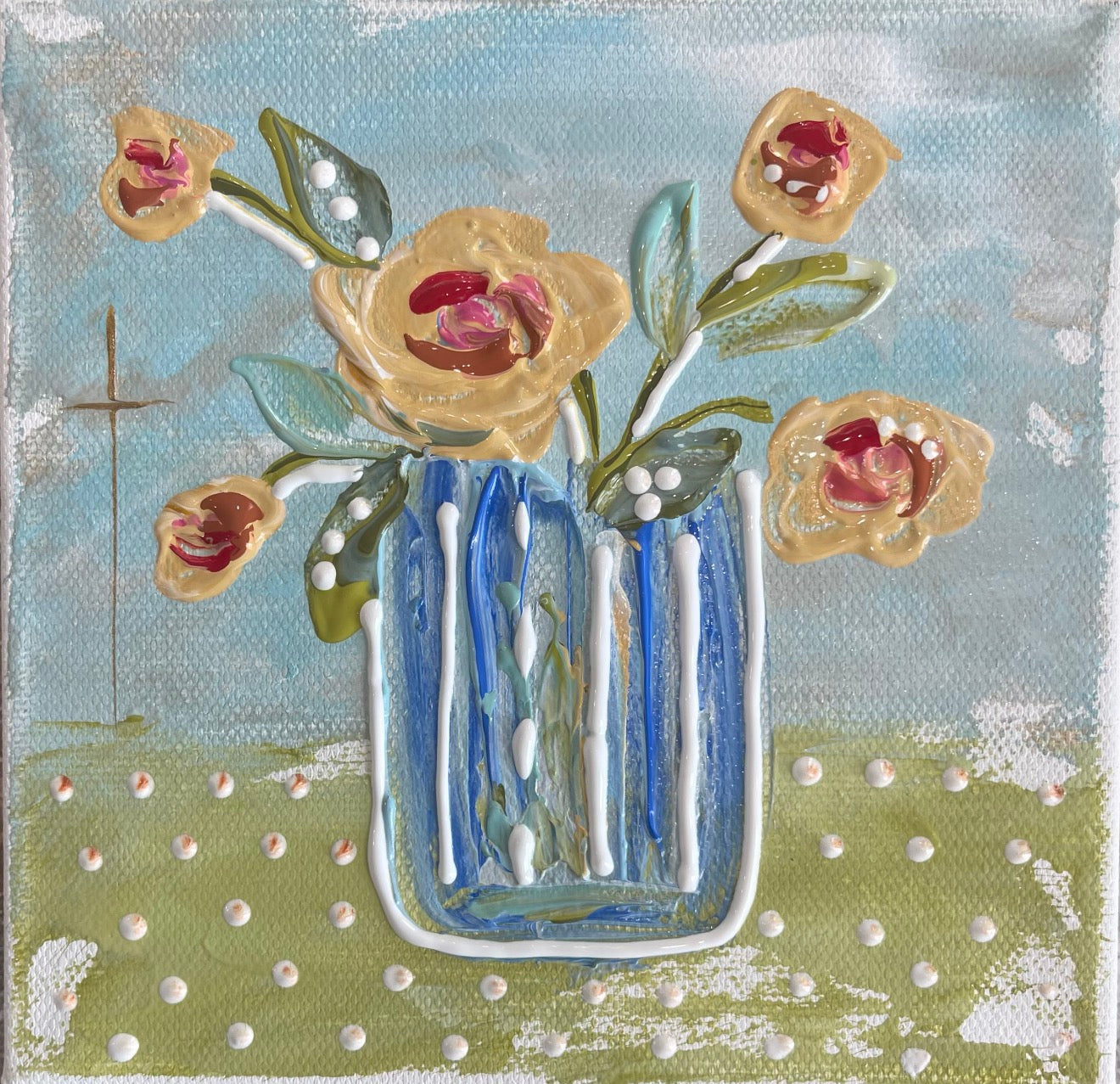 GA Yellow Blooms Framed Art