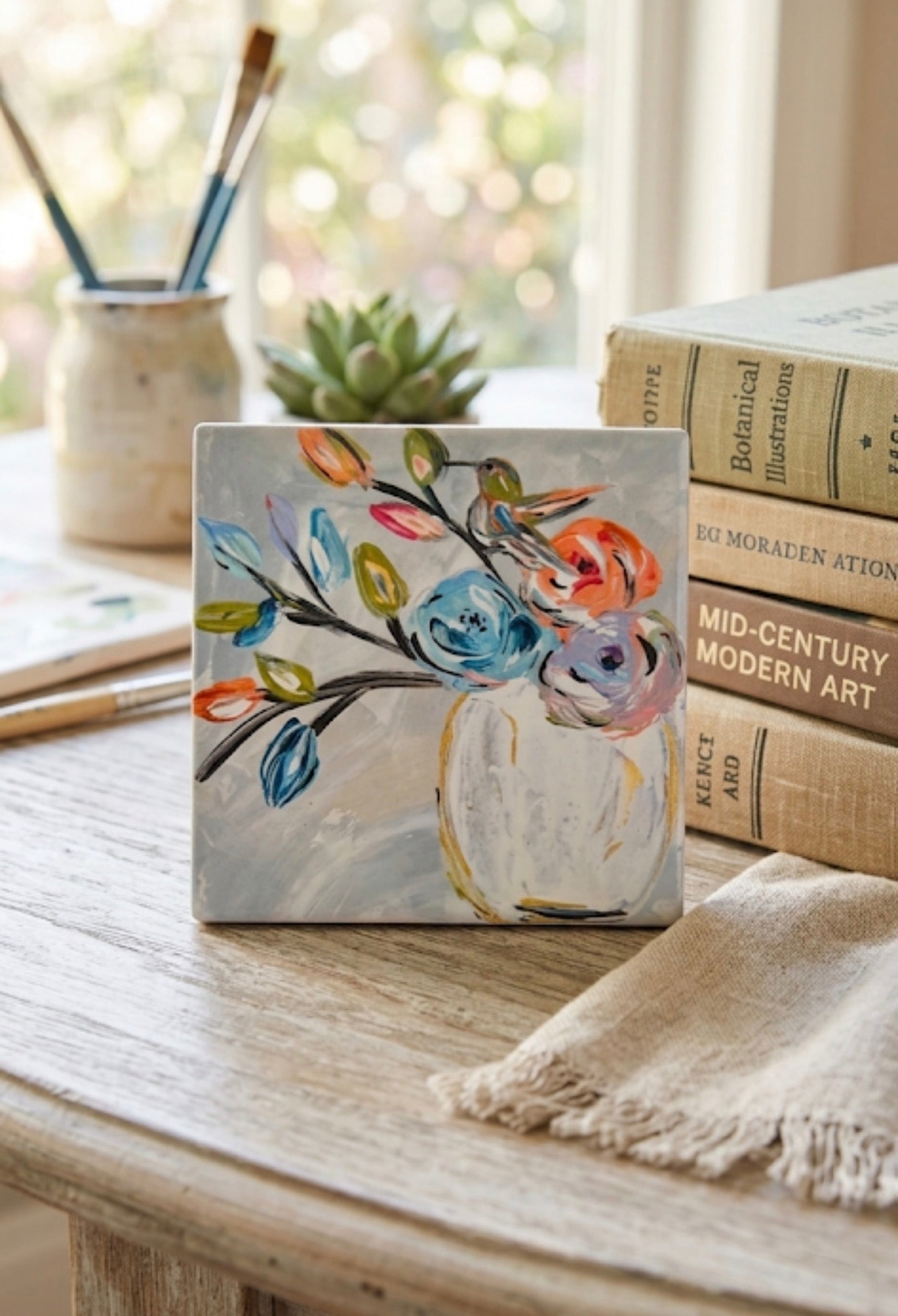 GA Hummingbird Floral Coaster