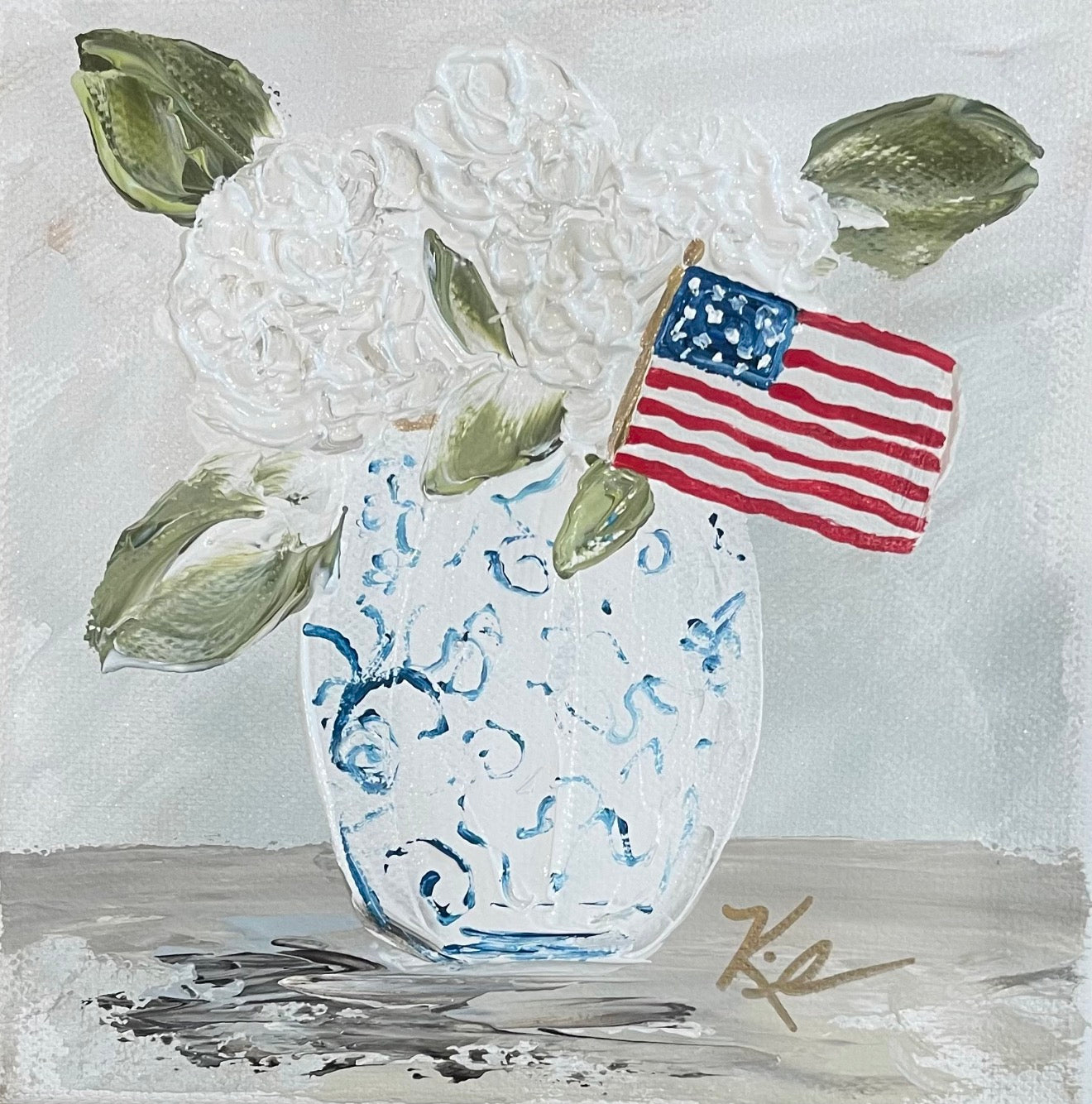 GA Hydrangea Flag Framed Art
