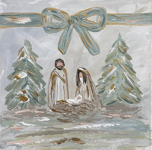 GA Bow Nativity Framed Art