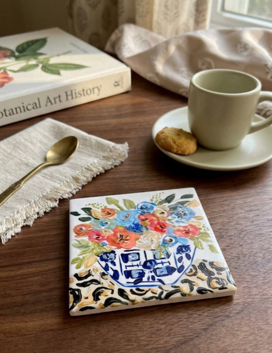 GA Leopard Floral Coaster