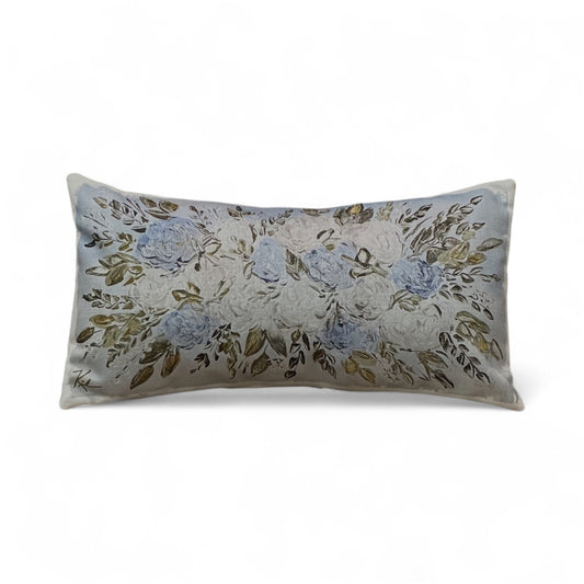 Blue & White Floral Lumbar Pillow