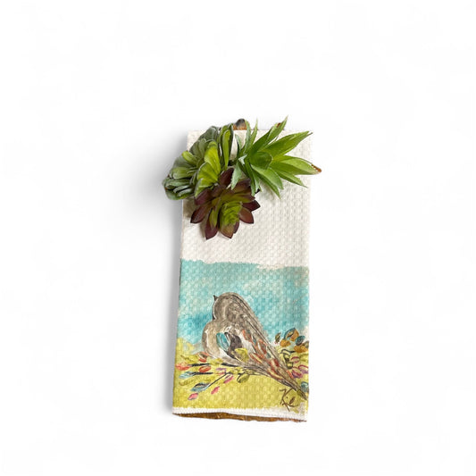 GA Teal & Green Bird Tea Towel