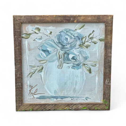 Light Blue Flowers Framed Art