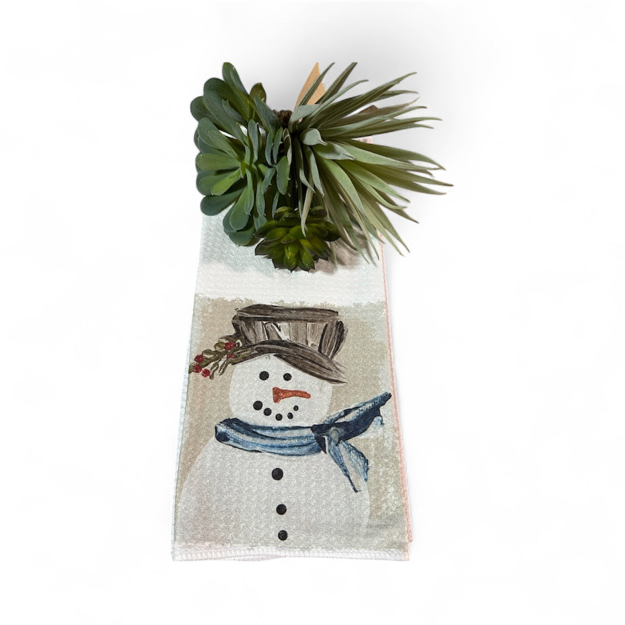 GA Navy Snowman Tea Towel