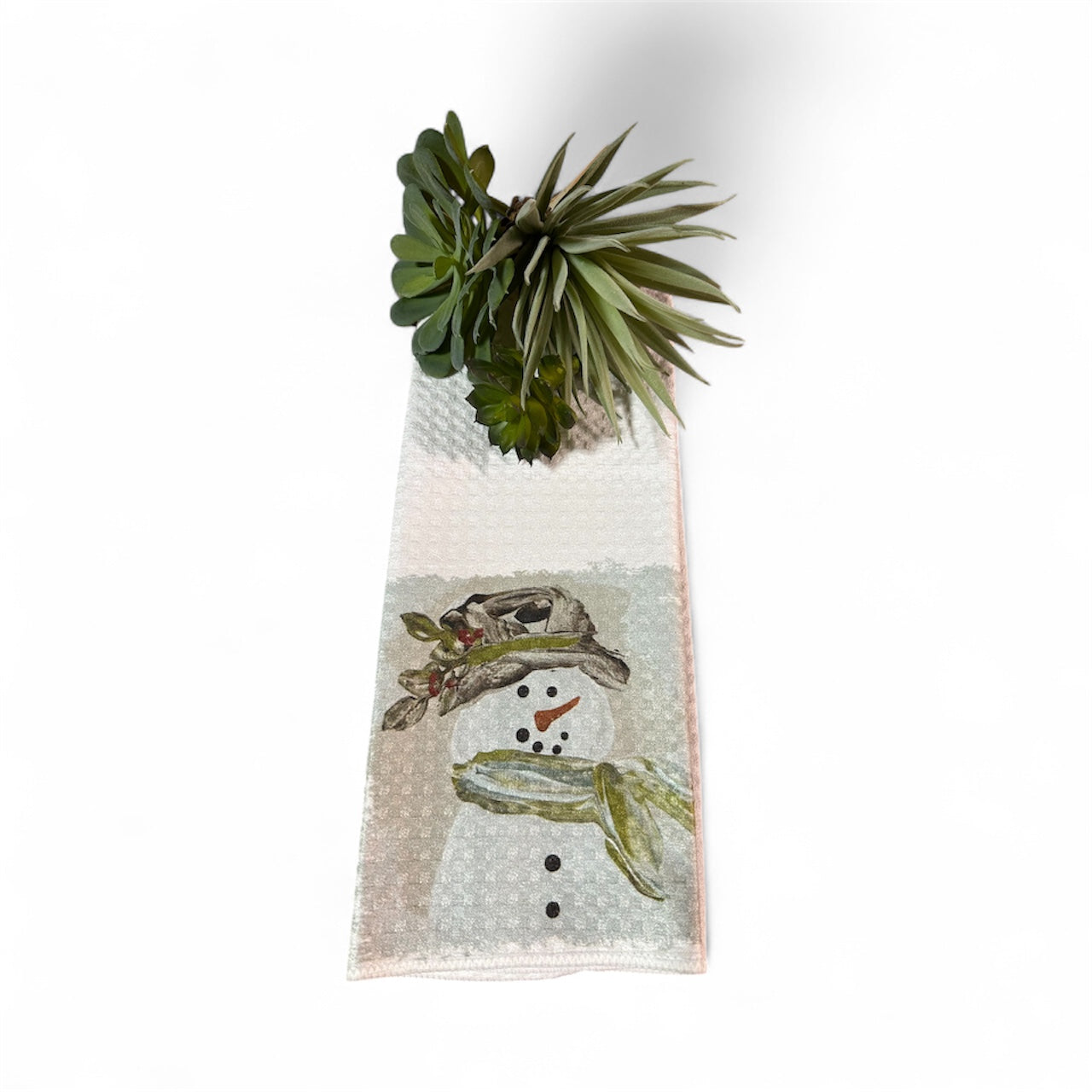 GA Green Snowman Tea Towel