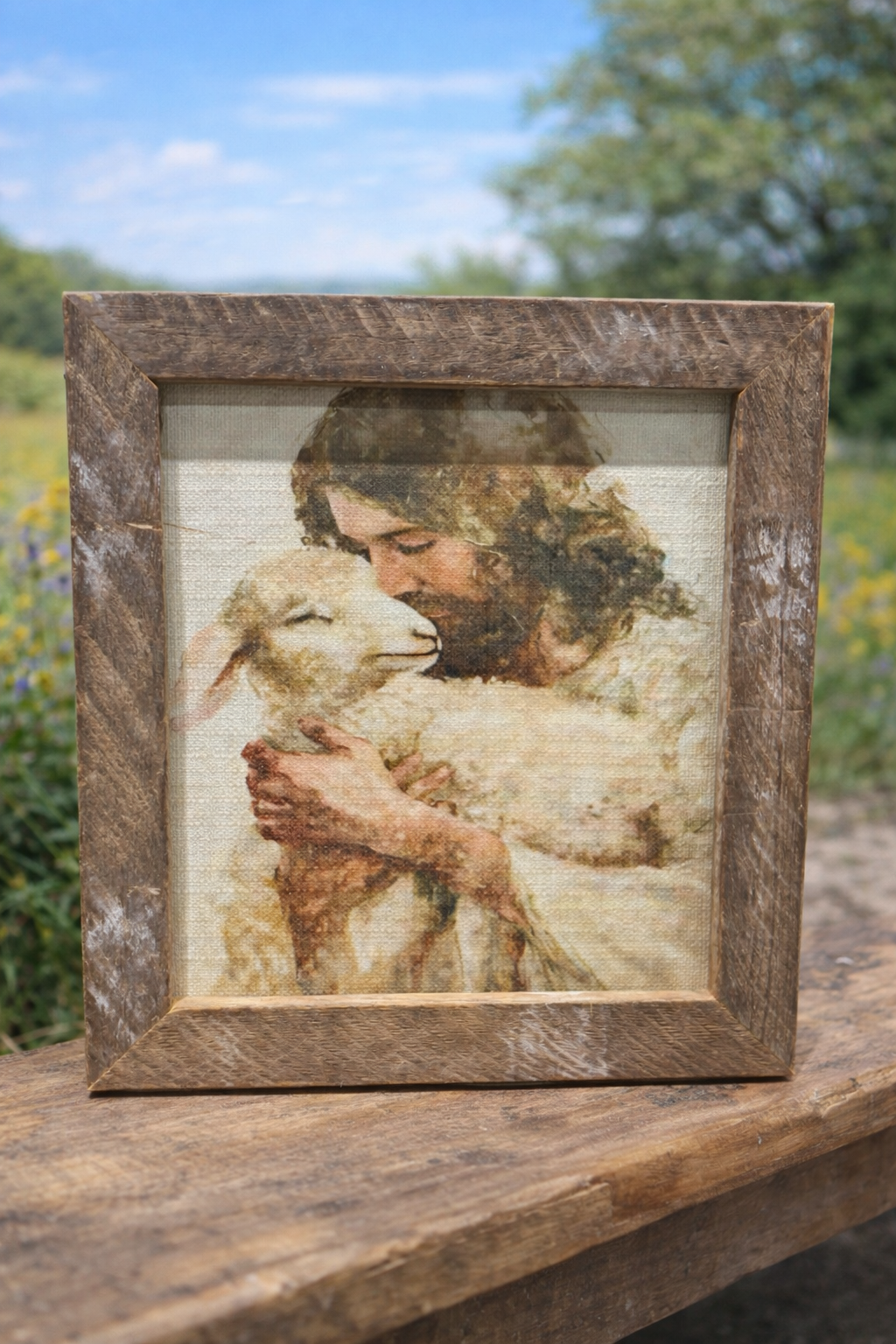Jesus and the Lamb Framed Art