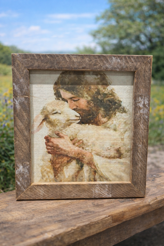 Jesus and the Lamb Framed Art