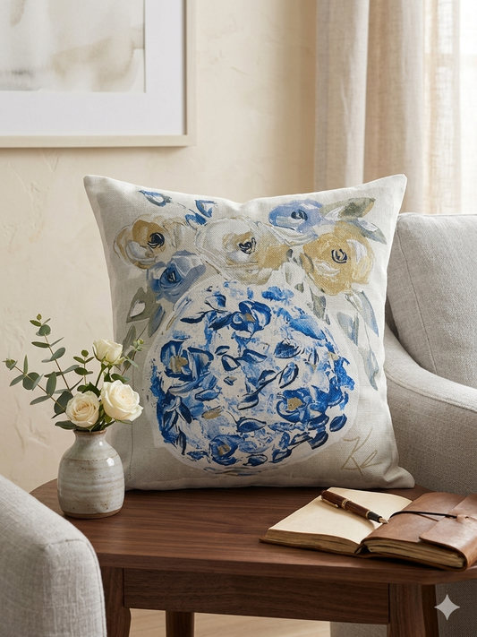 GA Antique Blue Bloom Pillow
