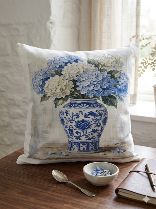 Ginger Jar Hydrangea Pillow