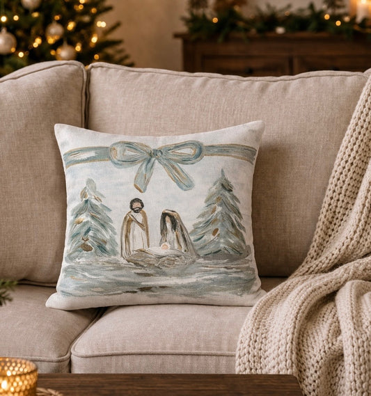 GA Bow Nativity Pillow