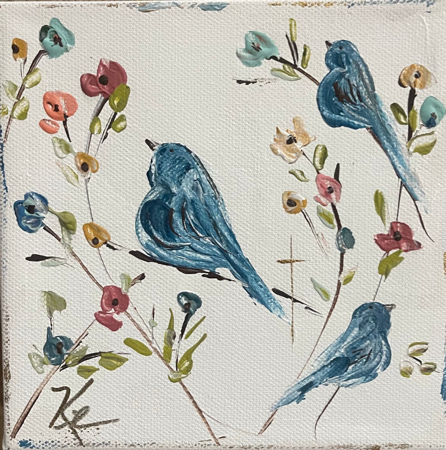 GA Navy Birds and Flowers Pillow