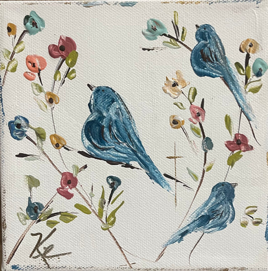 GA Navy Birds and Flowers Pillow