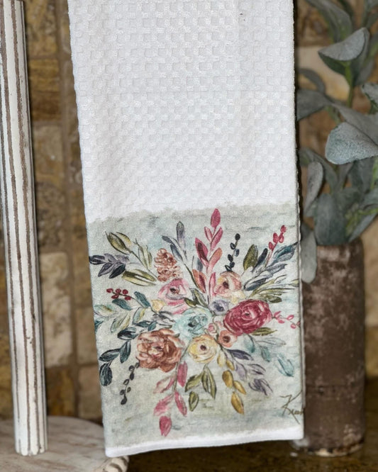 Bright Colorful Flowers Tea Towel