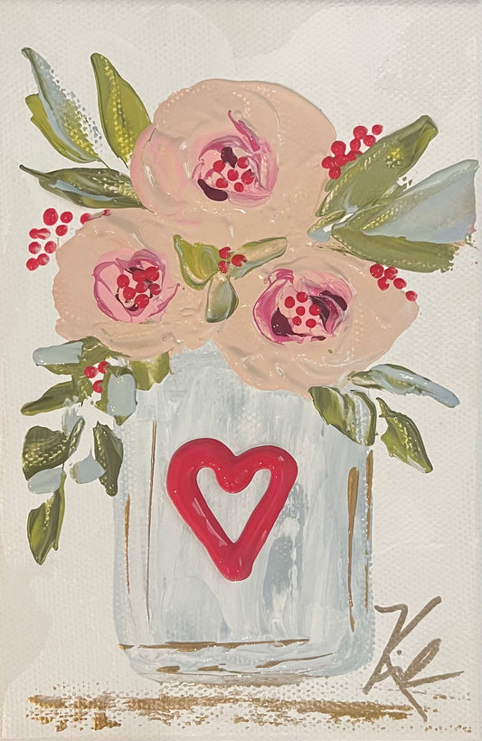 GA Heart Vase Framed Art