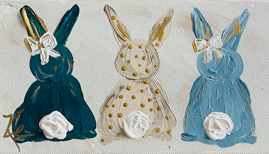 GA Blue Triple Bunnies lumbar Pillow