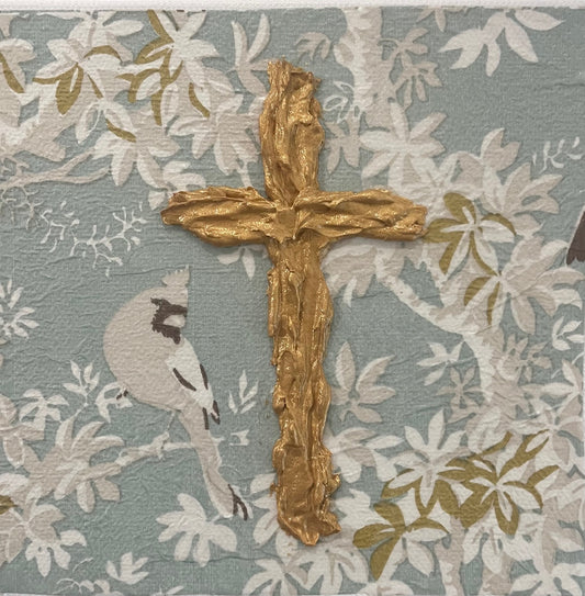 GA Gold Cross & Bird Framed Art