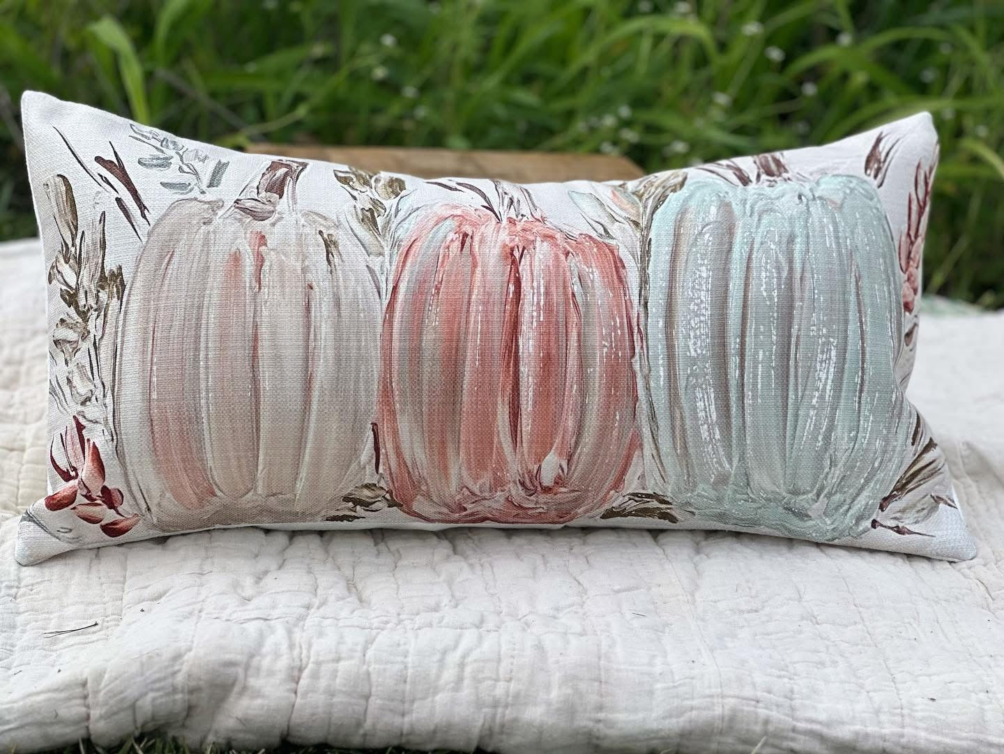Pastel Pumpkin Trio Lumbar Pillow