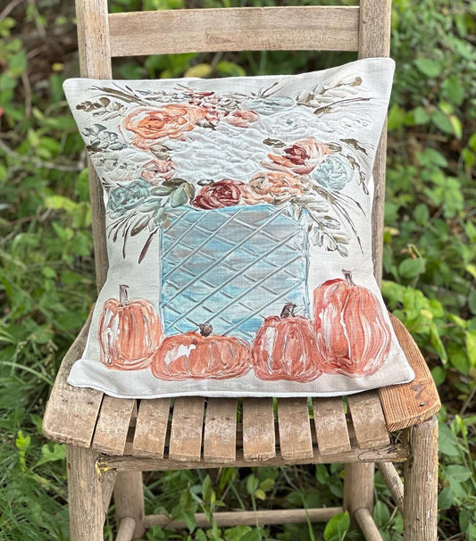 Fall Pumpkin Floral Pillow