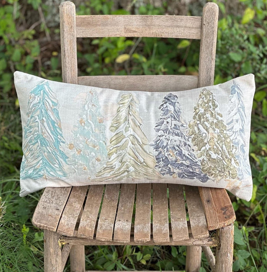 Six Christmas Trees Lumbar Pillow