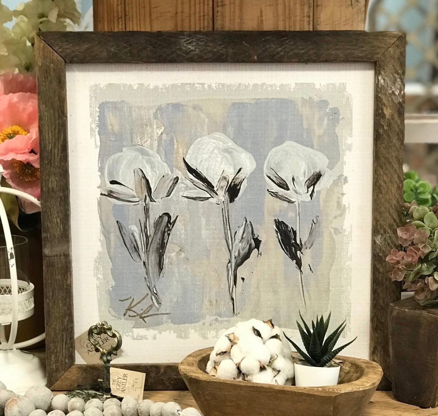Cotton Trio Framed Art