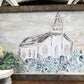 Church With Blue Flowers Framed Art