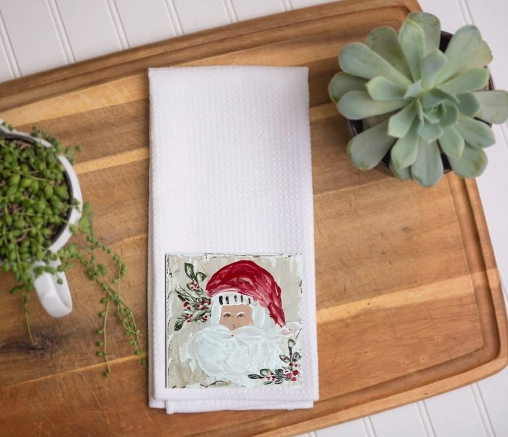 Red Hat Santa Tea Towel