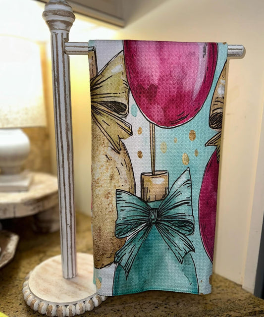 Ornaments with Bow Tea Towel