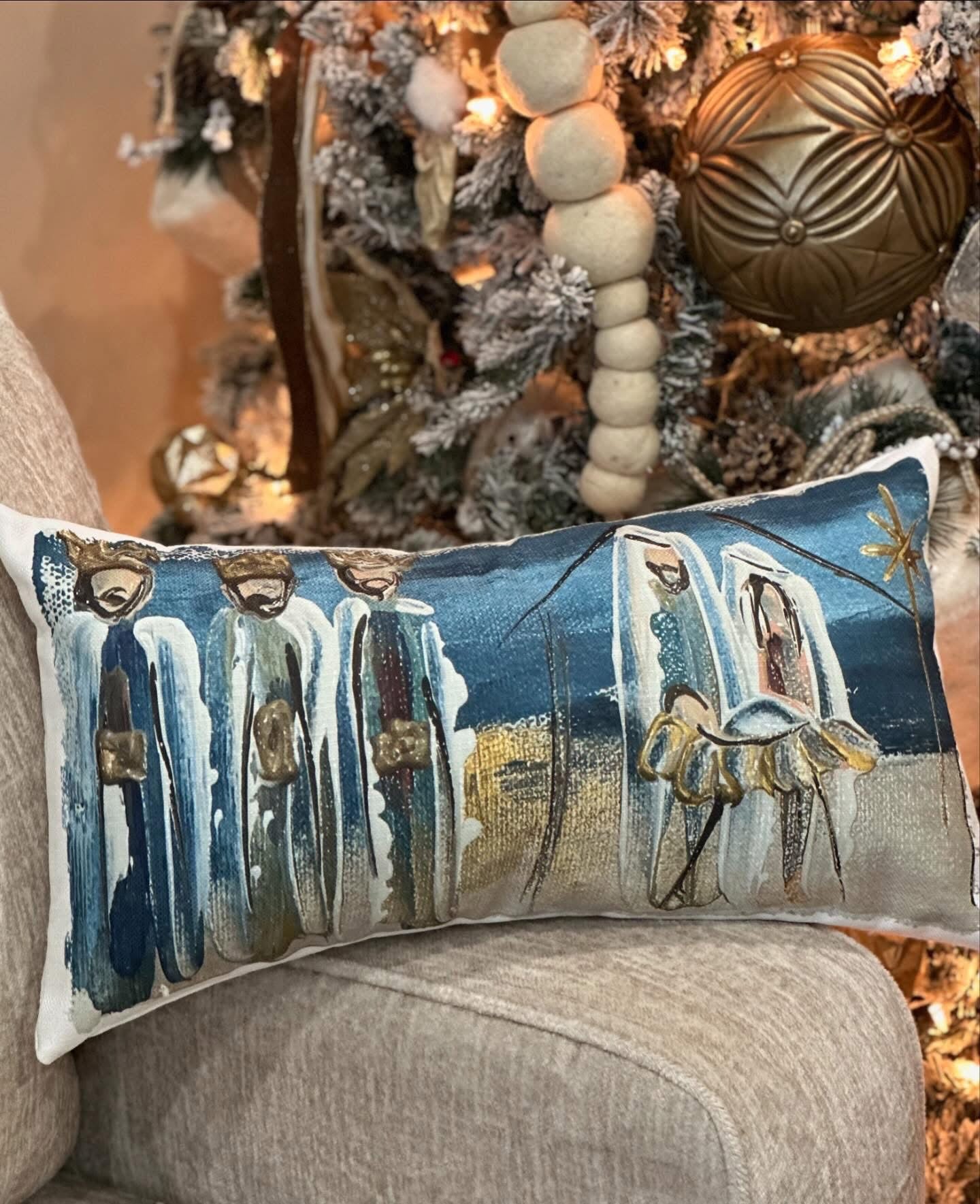 Blue Nativity Pillow