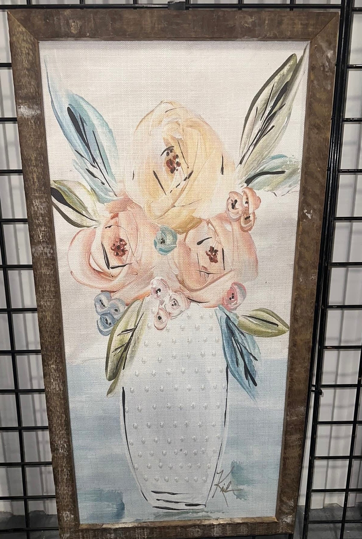 Pastel Polkadot Floral Framed Art