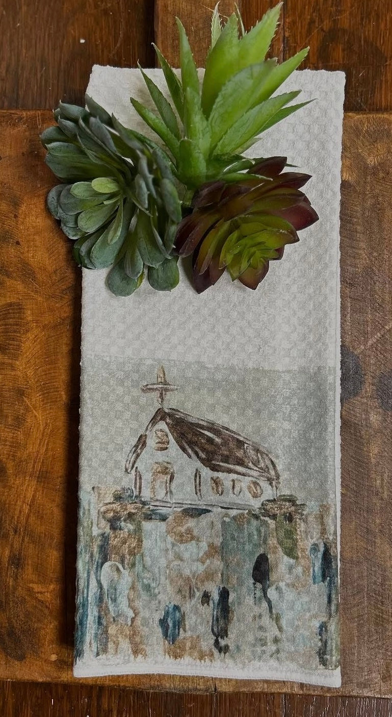 Blue & Gold Church Tea Towel