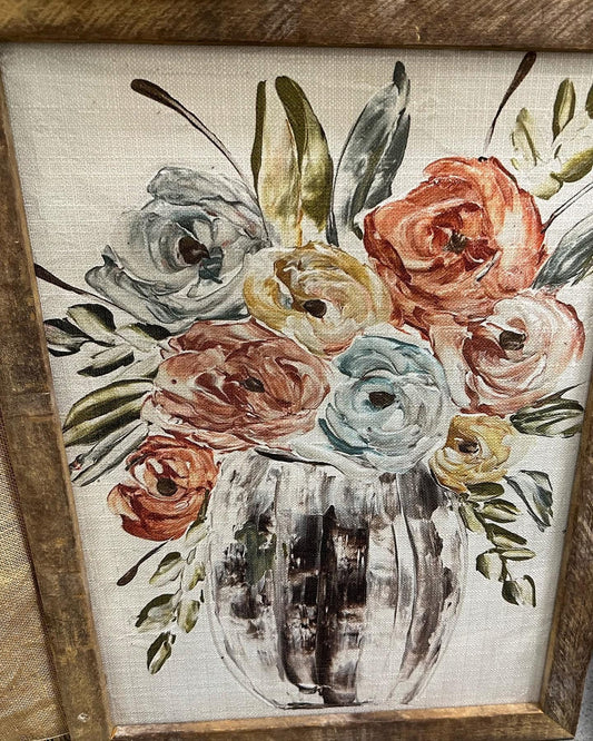 Burnt Orange Floral Framed Art