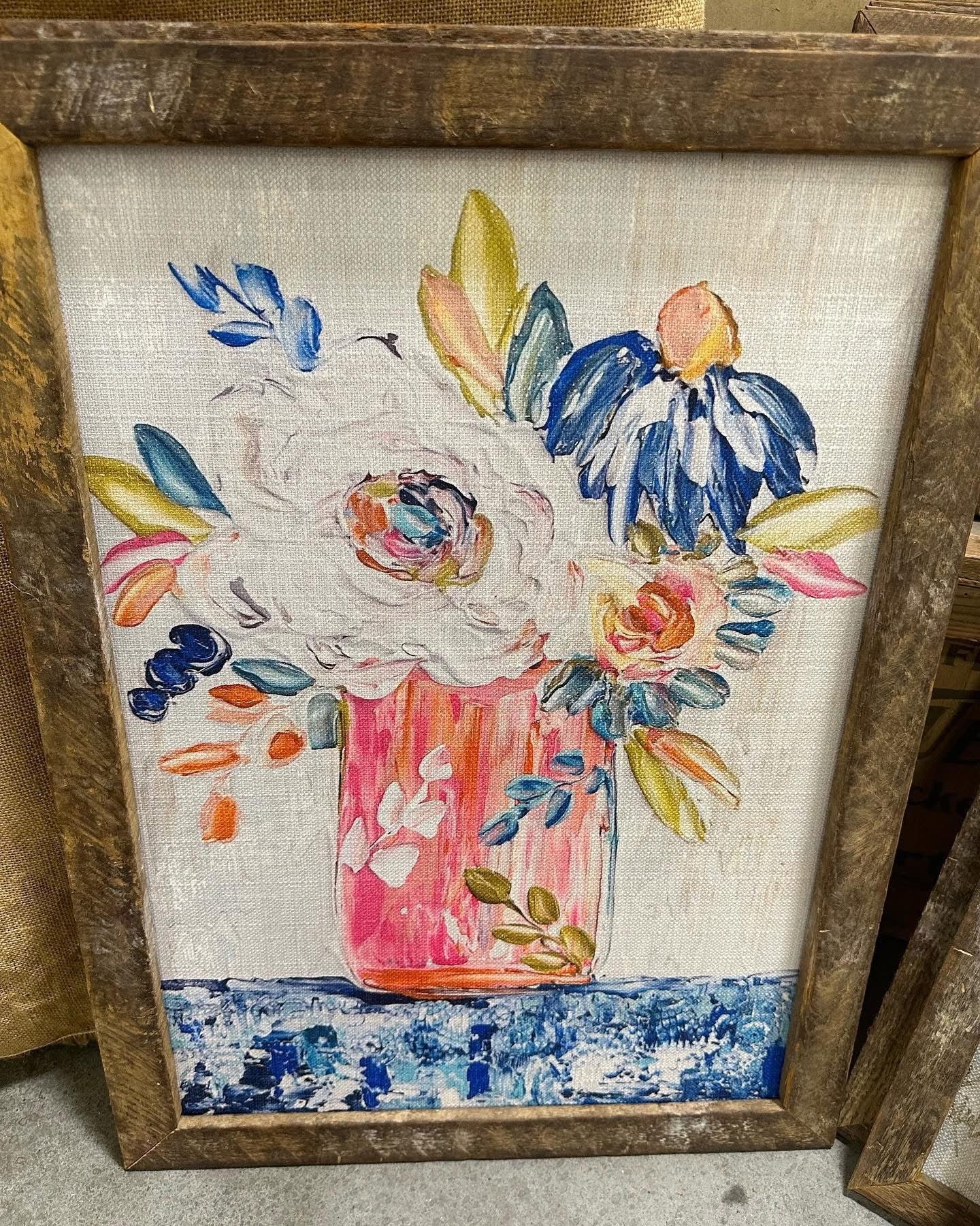 Neon Floral Framed Art