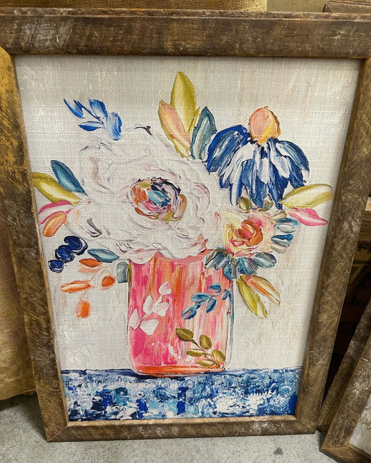 Neon Floral Framed Art