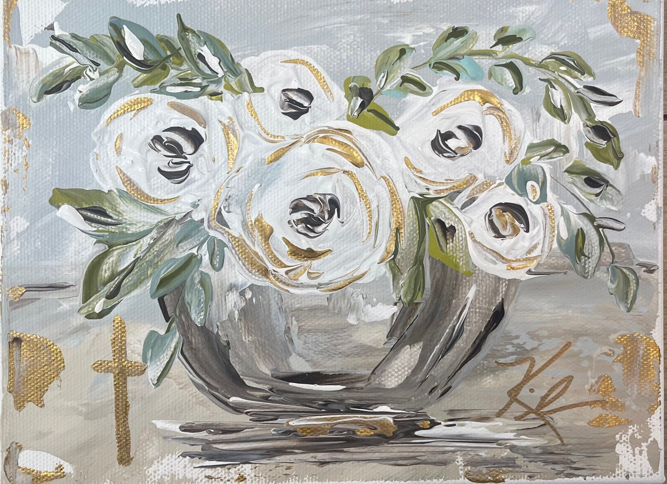 GA Sage & White Flowers Towel