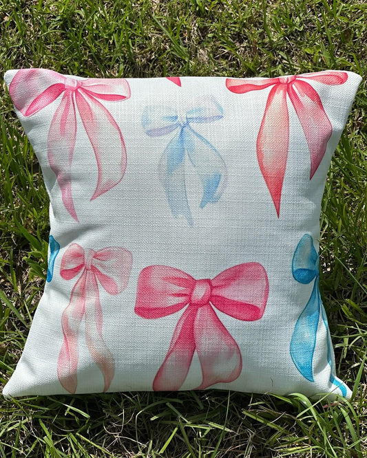 Pink & Blue Bows Pillow