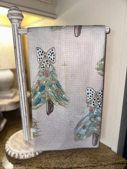 Christmas Tree With Bow Tea Towel